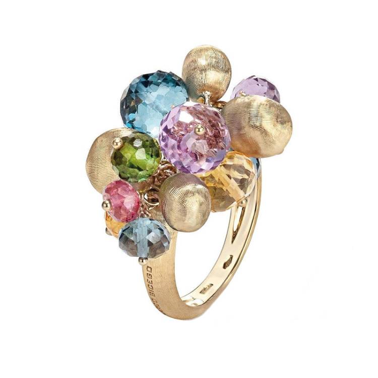 Marco Bicego Africa 18ct Yellow Gold Mixed Gemstone Cocktail Ring - S