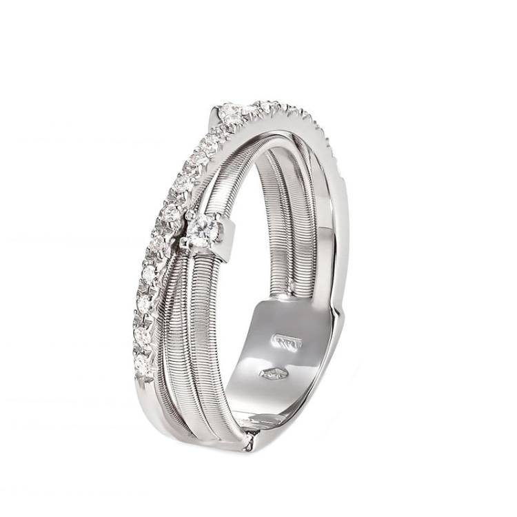 Marco Bicego Goa 18ct White Gold 0.19ct Diamond Crossover Ring - V