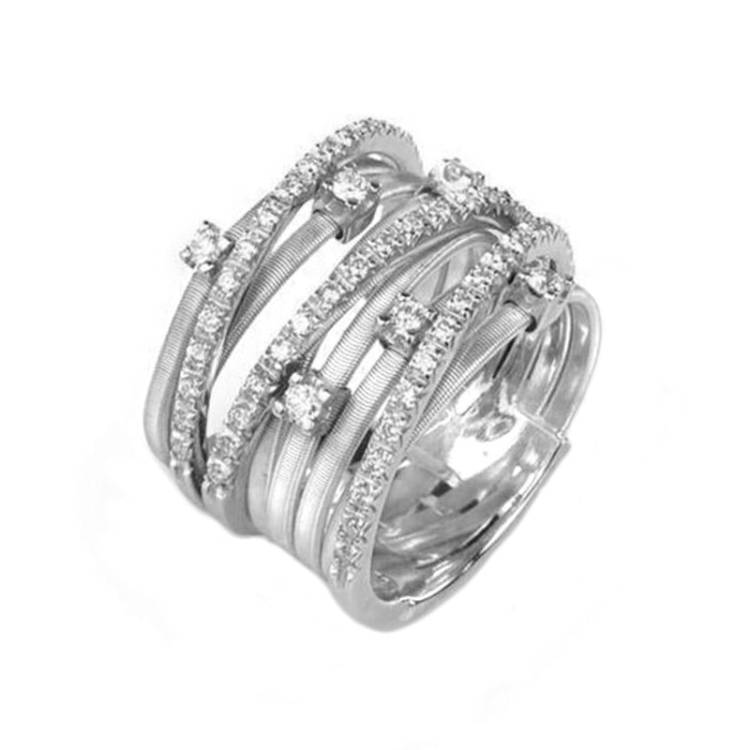 Marco Bicego Goa 18ct White Gold 0.56ct Diamond Crossover Ring D - M.5