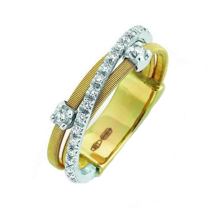 Marco Bicego Goa 18ct Yellow Gold 0.19ct Diamond Crossover Ring - Q