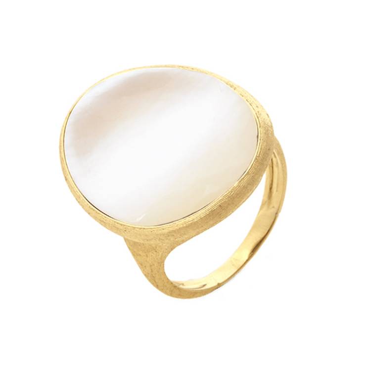 Marco Bicego Lunaria 18ct Yellow Gold White Mother of Pearl Ring - T