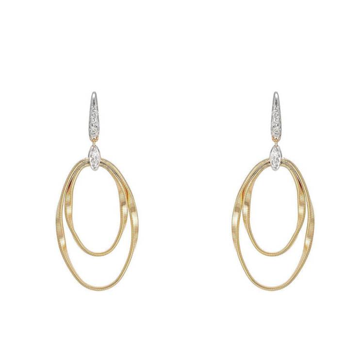 Marco Bicego Marrakech Onde 18ct Yellow Gold Diamond Drop Hook Earrings