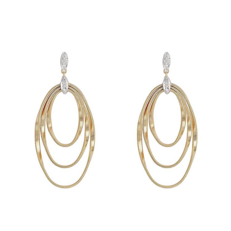 Marco Bicego Marrakech Onde 18ct Yellow Gold Diamond Drop Stud Earrings