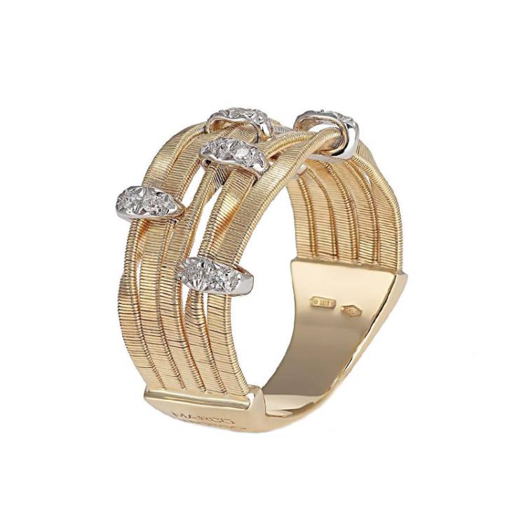 Marco Bicego Marrakech Onde 18ct Yellow Gold Diamond Five Strand Ring - M