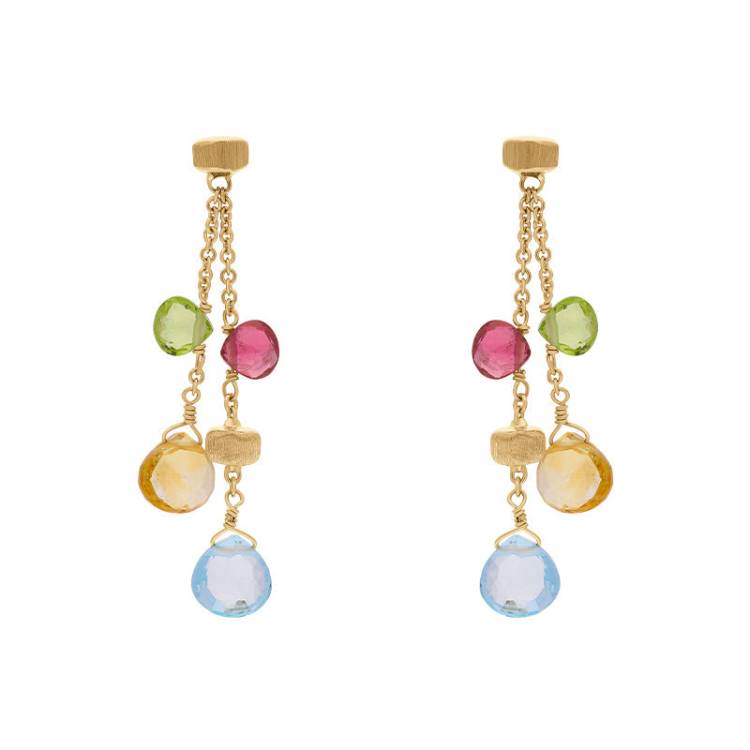 Marco Bicego Paradise 18ct Yellow Gold Mixed Stone Two Strand Drop Earrings - Yellow Gold