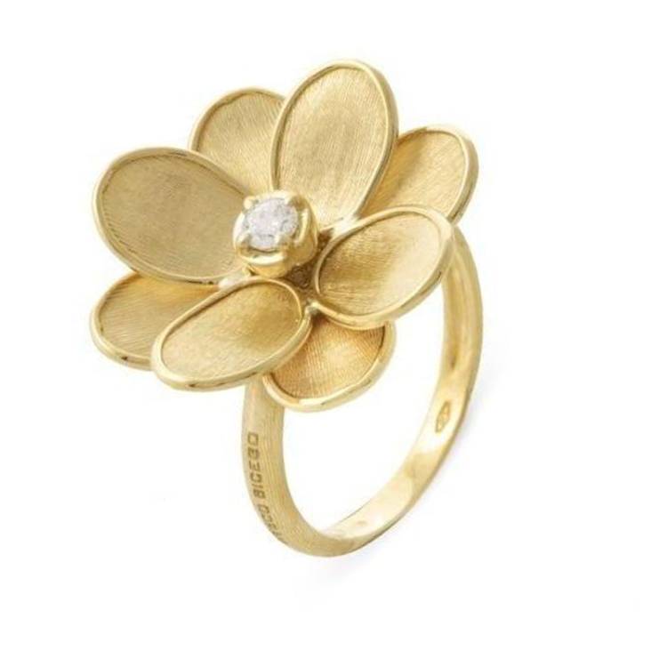 Marco Bicego Petali 18ct Yellow Gold Diamond Small Flower Ring - S