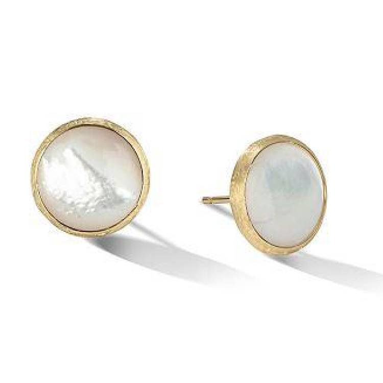 Marco Bicego Jaipur 18ct Yellow Gold White Mother of Pearl Stud Earrings