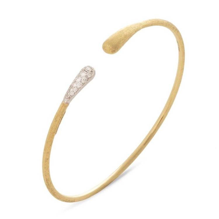 Marco Bicego Lunaria 18ct Yellow Gold 0.15ct Diamond Oval Bangle - Option1 Value Yellow Gold