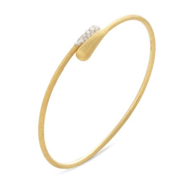 Marco Bicego Lunaria 18ct Yellow Gold 0.15ct Diamond Crossover Bangle - Option1 Value Yellow Gold
