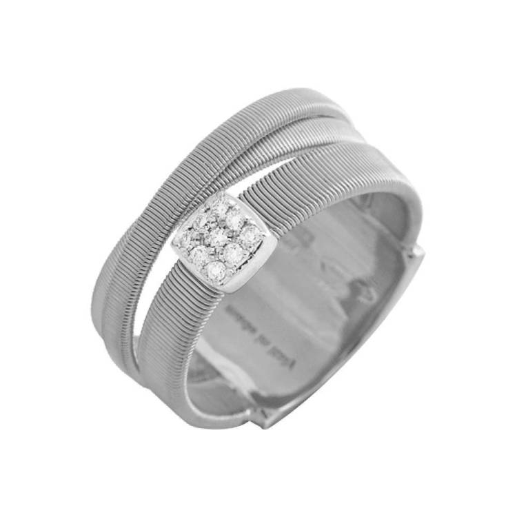 Marco Bicego Masai 18ct White Gold 0.07ct Diamond Three Row Ring - K