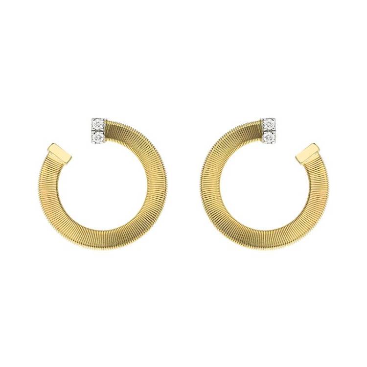 Marco Bicego Masai 18ct Yellow Gold 0.12ct Diamond Loop Earrings - Option1 Value Yellow Gold