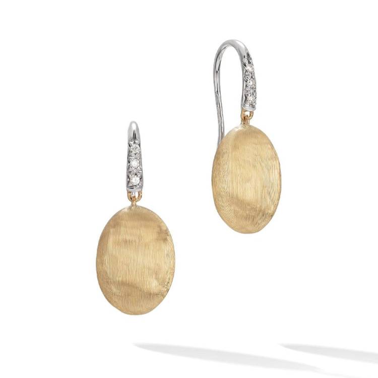 Marco Bicego Siviglia 18ct Yellow Gold Diamond Grande French Hook Earrings - Option1 Value Yellow Gold