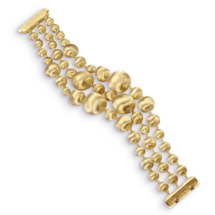 Marco Bicego Africa 18ct Yellow Gold Three Strand Bracelet - Option1 Value Yellow Gold