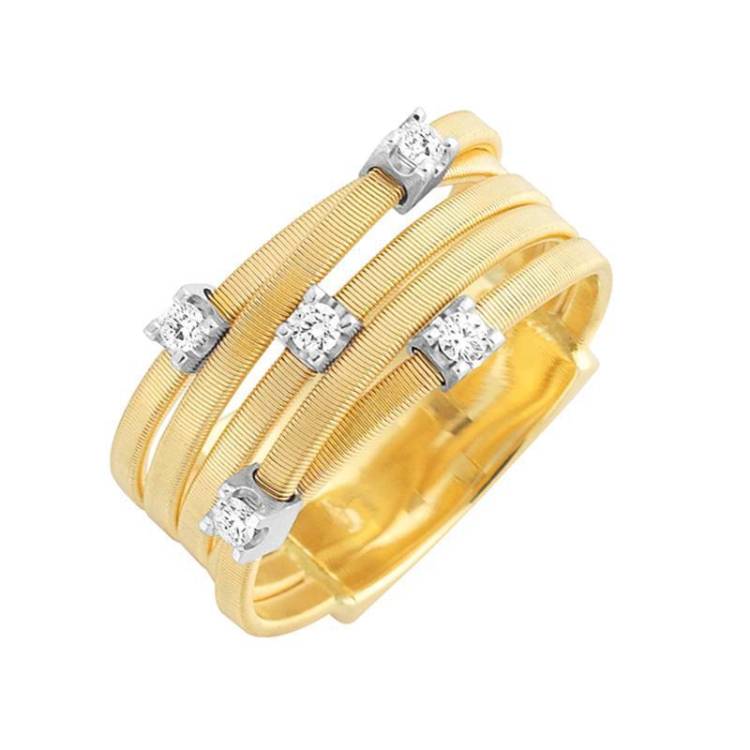 Marco Bicego Goa 18ct Yellow Gold 0.15ct Diamond Ring - S