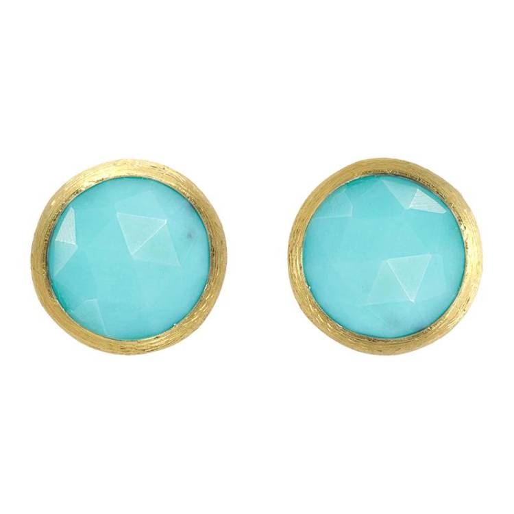 Marco Bicego Jaipur 18ct Yellow Gold Turquoise Petite Stud Earrings - Option1 Value Yellow Gold