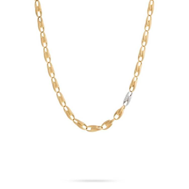 Marco Bicego Lucia 18ct Yellow Gold 0.78ct Diamond Medium Link Necklace - Option1 Value Yellow Gold