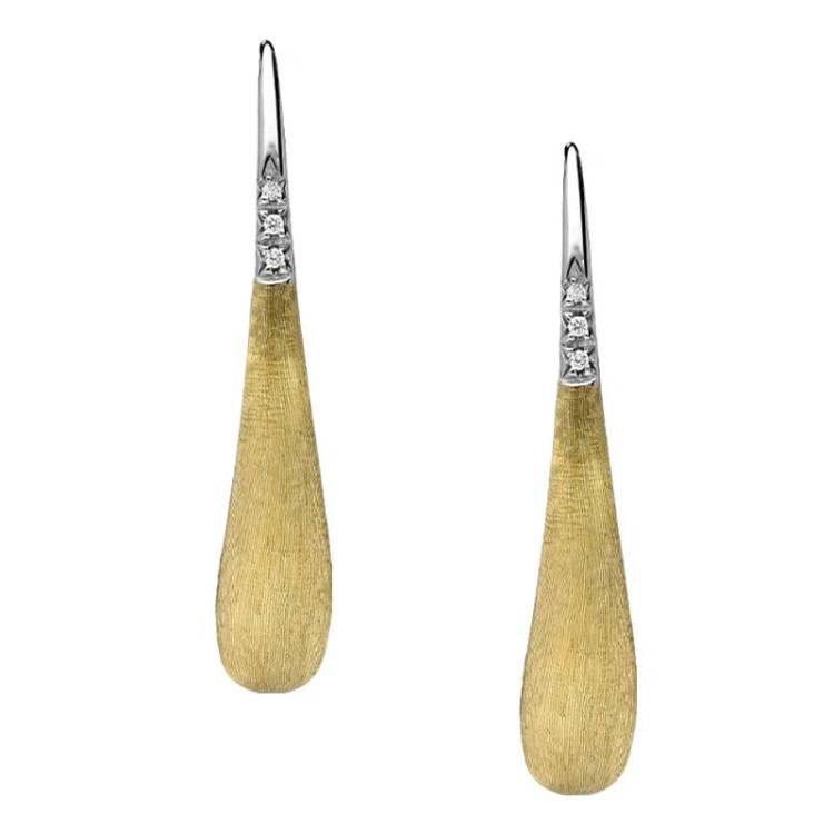 Marco Bicego Lucia 18ct Yellow Gold Diamond Small Modern Teardrop Earrings - Option1 Value Yellow Gold