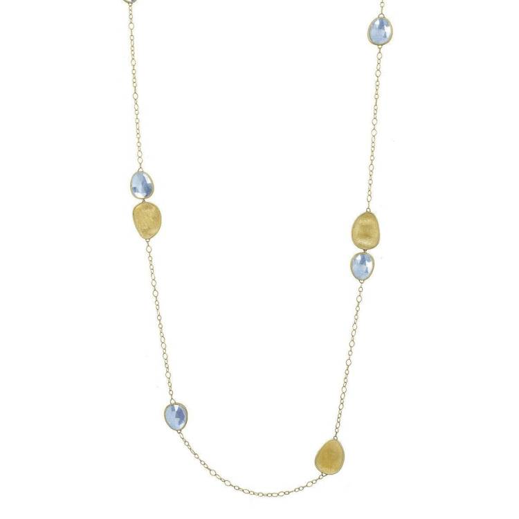 Marco Bicego Lunaria 18ct Yellow Gold Aquamarine Necklace - Yellow Gold