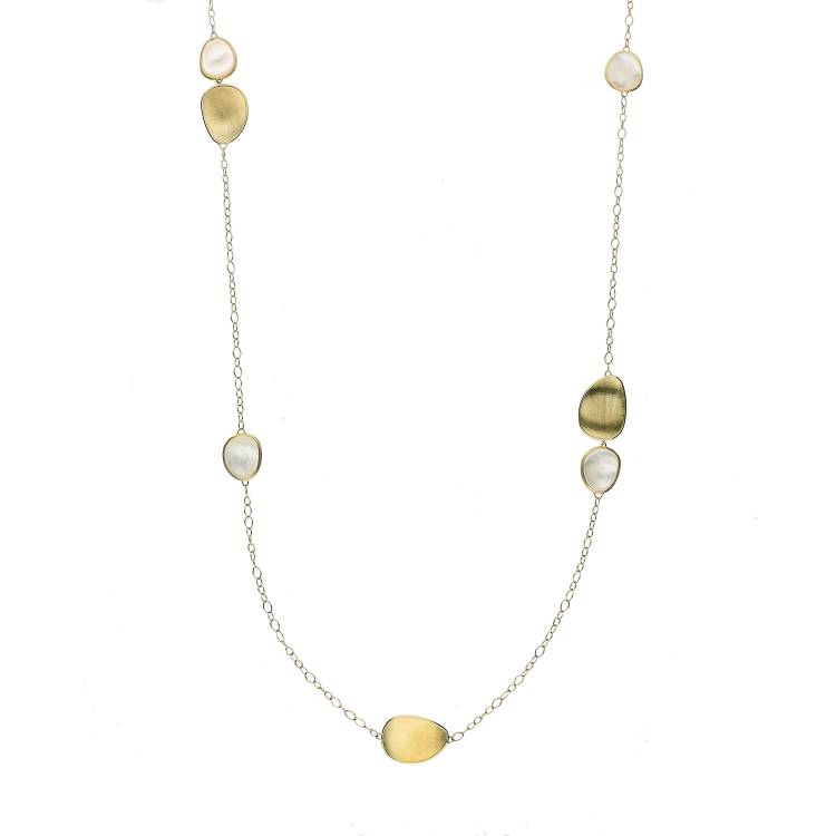 Marco Bicego Lunaria 18ct Yellow Gold White Mother of Pearl Necklace D - Yellow Gold