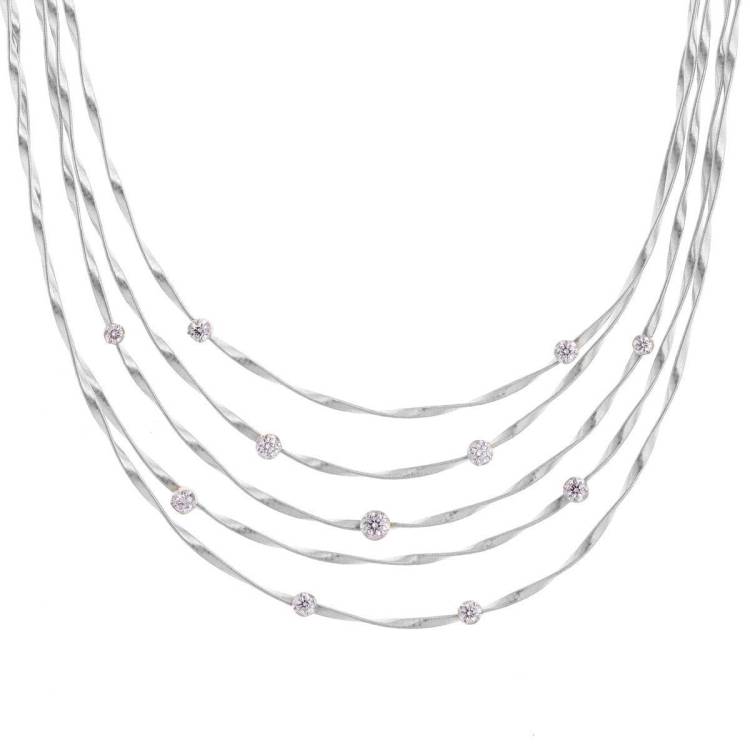 Marco Bicego Marrakech 18ct White Gold 1.90ct Diamond Five Strand Collar Necklace - Option1 Value White Gold