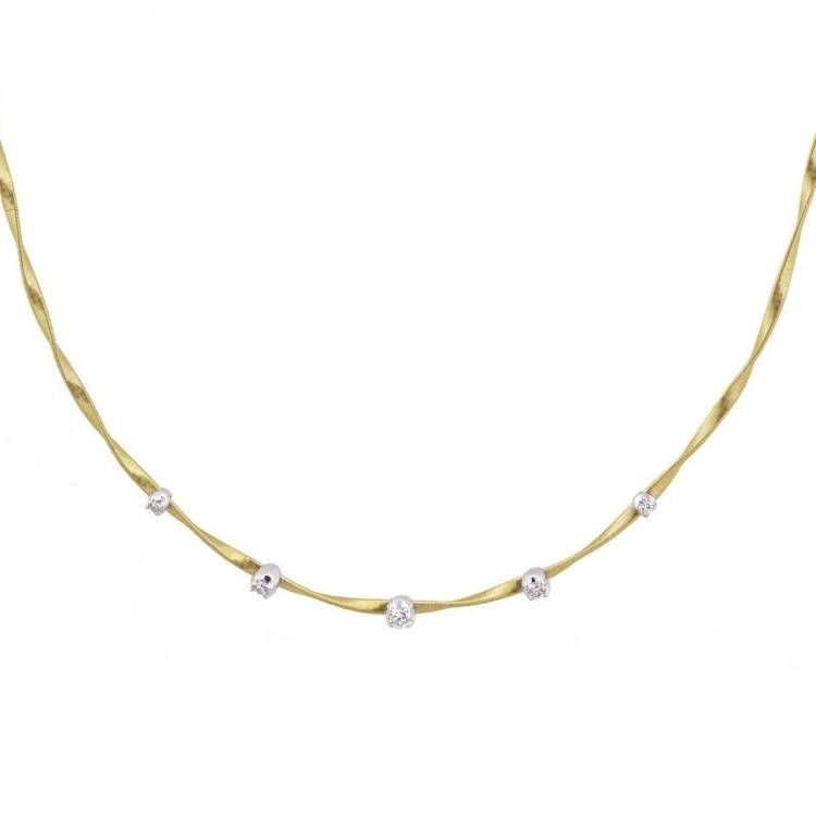 Marco Bicego Marrakech 18ct Yellow Gold 0.25ct Diamond Necklace - Option1 Value Yellow Gold