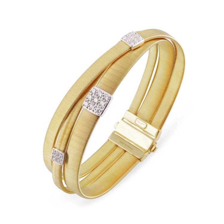 Marco Bicego Masai 18ct Yellow Gold 0.43ct Diamond Crossover Bracelet - Yellow Gold