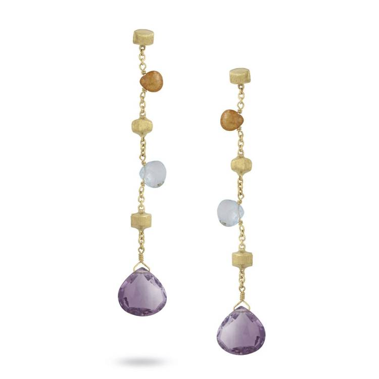 Marco Bicego Paradise 18ct Yellow Gold Mixed Stone Drop Earrings - Yellow Gold