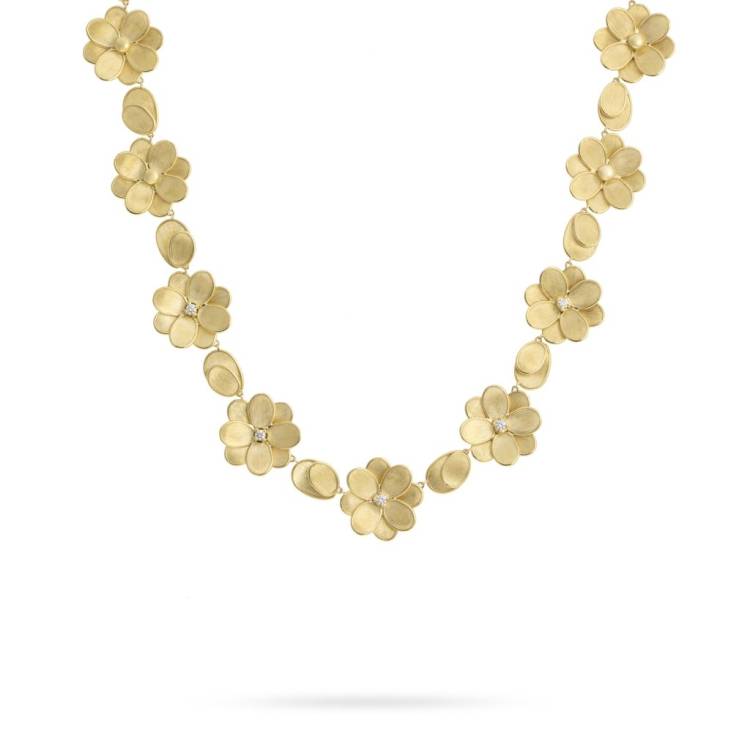 Marco Bicego Petali 18ct Yellow Gold 0.40ct Diamond Flower Collar Necklace - Option1 Value Yellow Gold