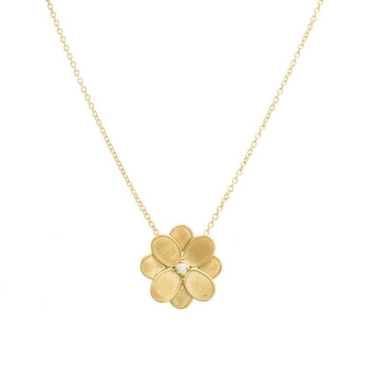 Marco Bicego Petali 18ct Yellow Gold Diamond Small Flower Necklace - Option1 Value Yellow Gold