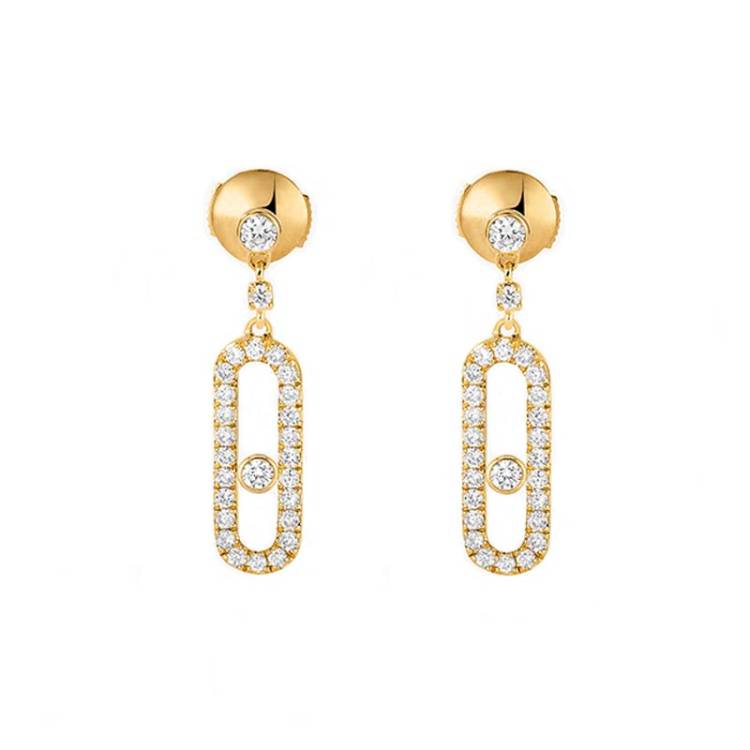 Messika Move Uno 18ct Yellow Gold Diamond Stud Drop Earrings