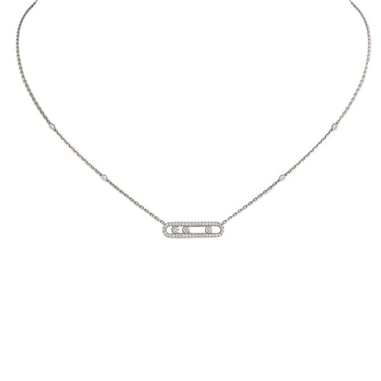 Messika Baby Move Pave 18ct White Gold 0.35ct Diamond Necklace - Gold