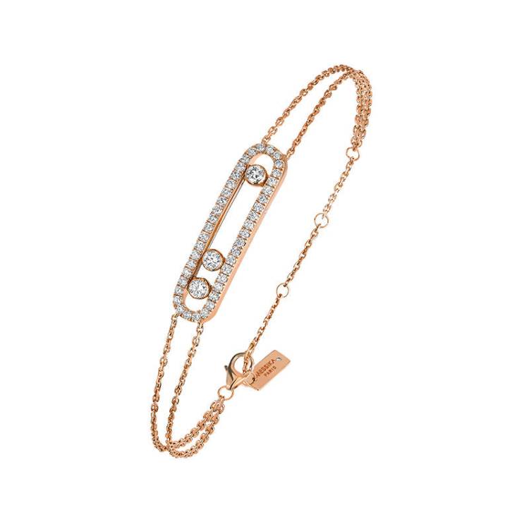 Messika Move Classic Pave 18ct Rose Gold 0.65ct Diamond Bracelet - Gold