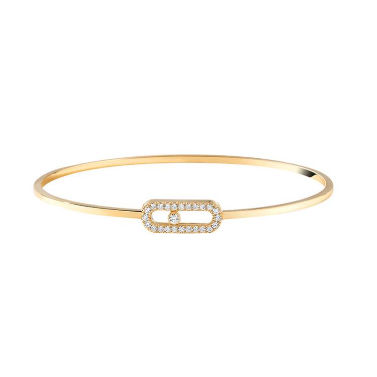 Messika Move Uno 18ct Yellow Gold 0.18ct Diamond Pave Flex Bangle - S (14.5-15.5cm)