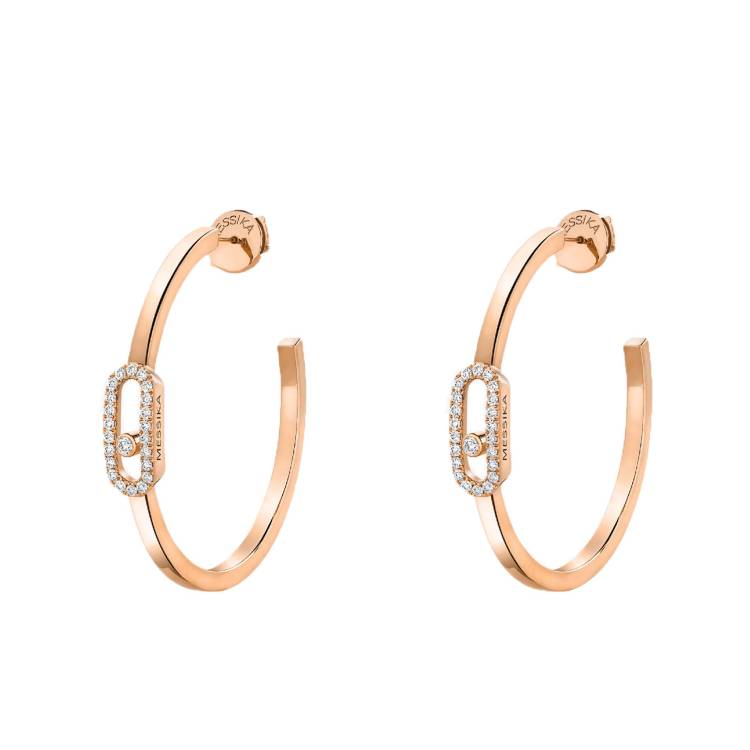 Messika Move Uno 18ct Rose Gold Diamond Small Hoop Earrings