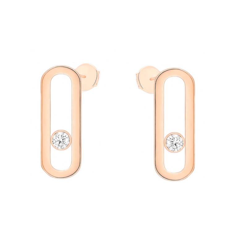 Messika Move Uno 18ct Rose Gold Diamond Stud Earrings