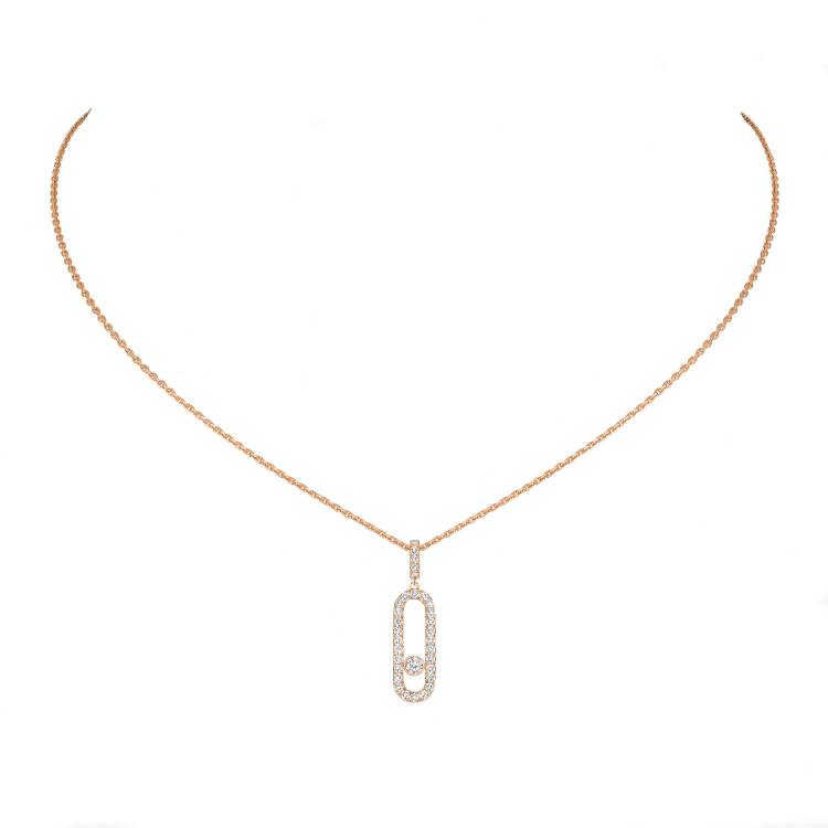 Messika Move Uno Pave 18ct Rose Gold Diamond Necklace