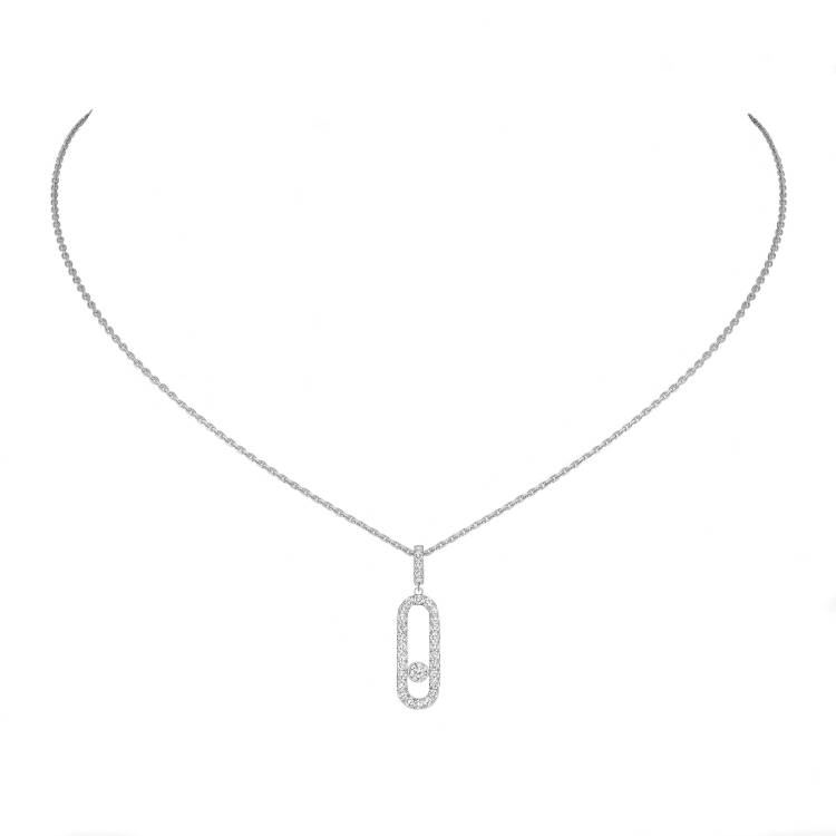 Messika Move Uno Pave 18ct White Gold Diamond Necklace
