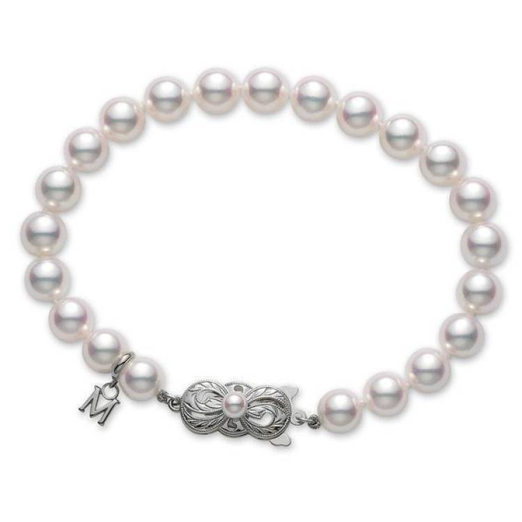 Mikimoto 18ct White Gold 7.5mm White A Akoya Pearl Bracelet