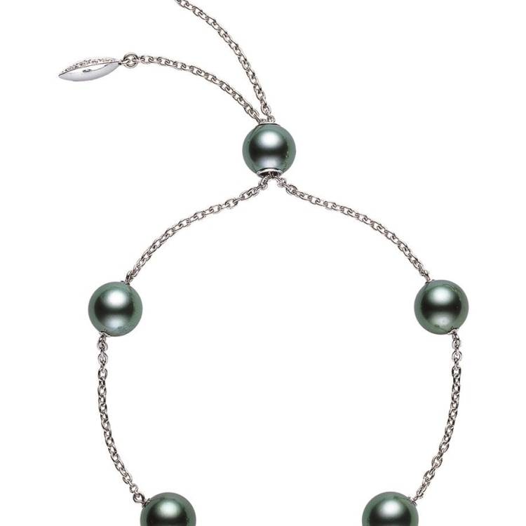 Mikimoto 18ct White Gold 8-8.5mm Black Akoya Pearl Adjustable Bracelet