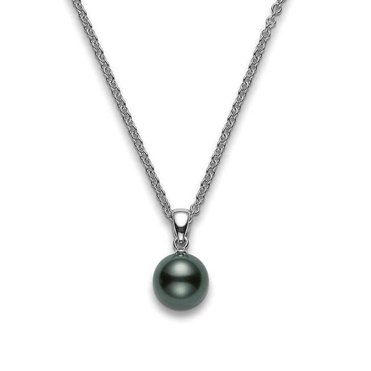 Mikimoto 18ct White Gold 8mm Black A+ South Sea Pearl Necklace