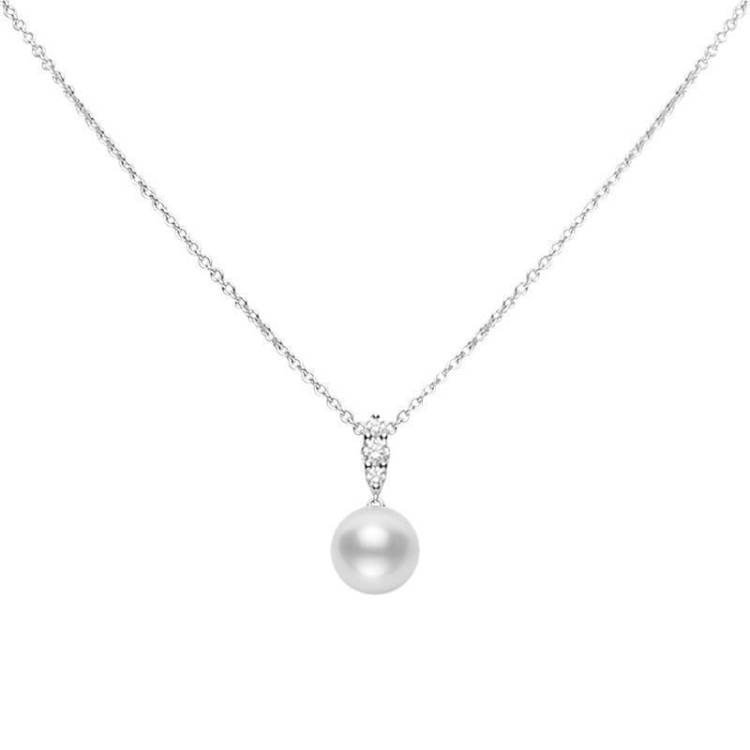 Mikimoto Morning Dew 18ct White Gold Diamond White South Sea Pearl Pendant - White Gold