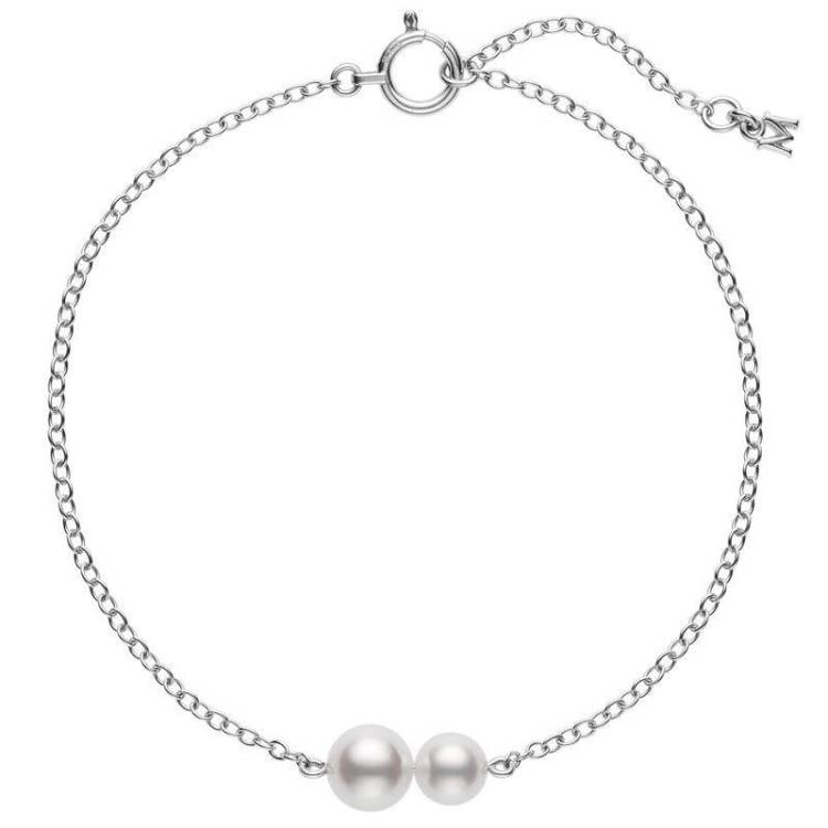 Mikimoto 18ct White Gold White Akoya Pearl Chain Bracelet