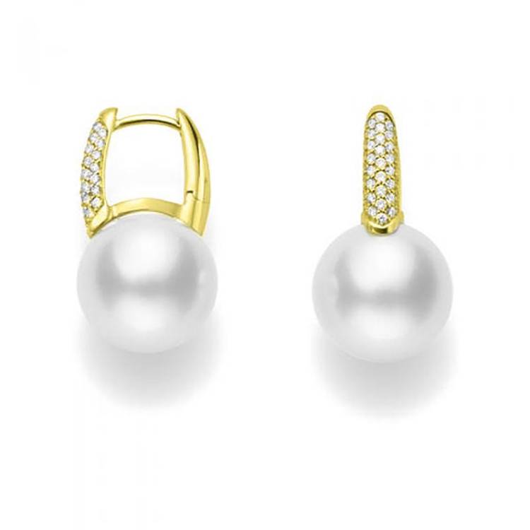 Mikimoto Classic Elegance 18ct Yellow Gold 8mm Akoya Pearl 0.26ct Diamond Earrings - Yellow Gold