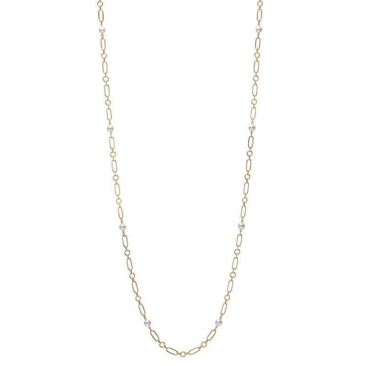 Mikimoto M Code 18ct Yellow Gold White Akoya Pearl Long Necklace - Yellow Gold