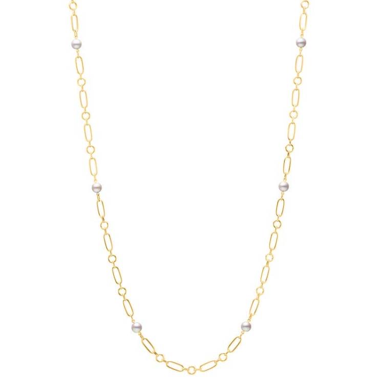 Mikimoto M Code 18ct Yellow Gold White Akoya Pearl Necklace - Yellow Gold
