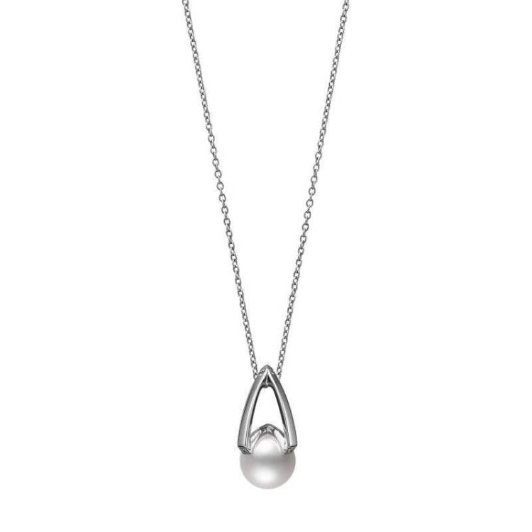 Mikimoto M Collection 18ct White Gold Diamond White Akoya Pearl Pendant - White Gold