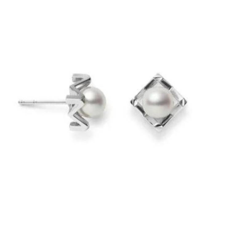 Mikimoto M Collection 18ct White Gold White Akoya Pearl Stud Earrings - White Gold