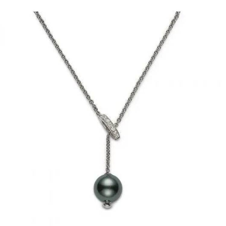 Mikimoto Pearls in Motion 18ct White Gold Black South Sea Pearl Drop Necklace