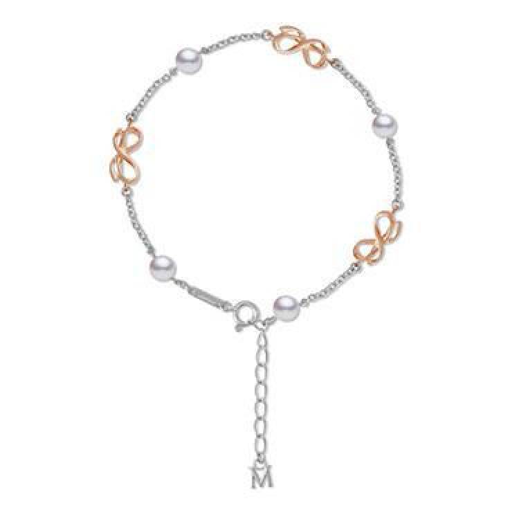 Mikimoto 18ct White Gold 5.5mm White Akoya Pearl Bow Bracelet D - Option1 Value White Gold