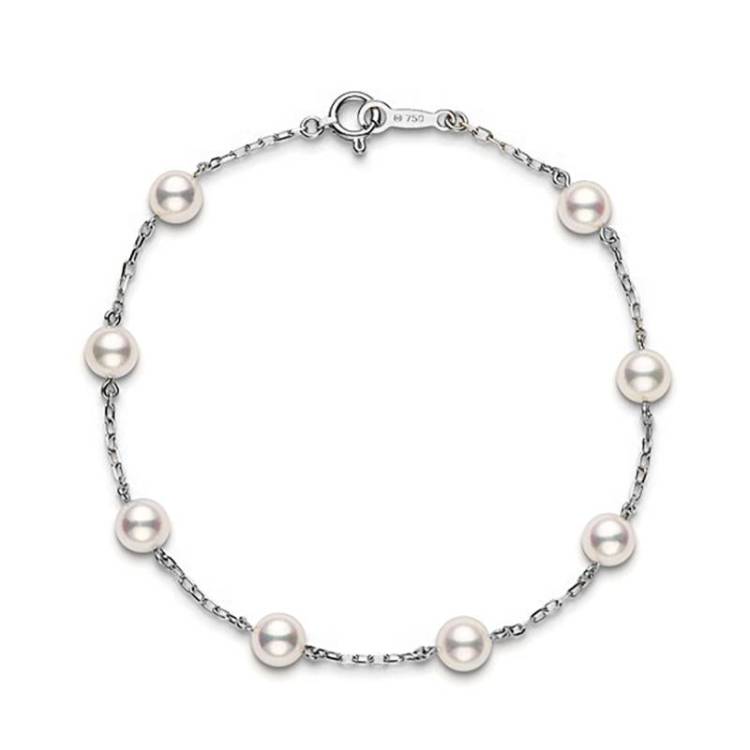 Mikimoto 18ct White Gold 5.5mm White Akoya Pearl Bracelet